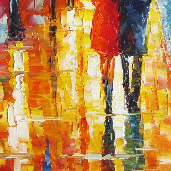 Wall Art Romantic Oil Painting "lovers walk on the side of the lake" - Click Image to Close